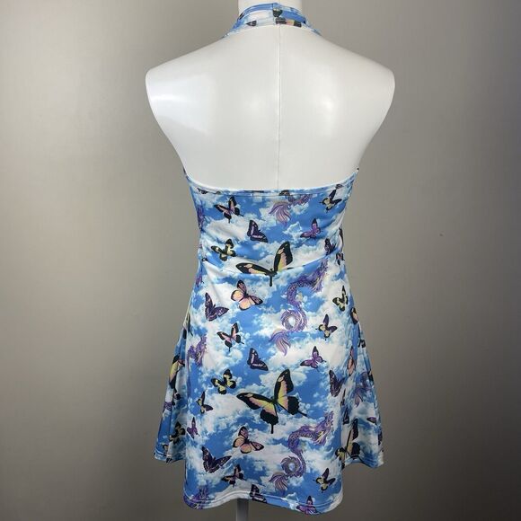 Delias Size L UR Highway to heaven halter butterfly retro 90s y2k print dress - Picture 5 of 9